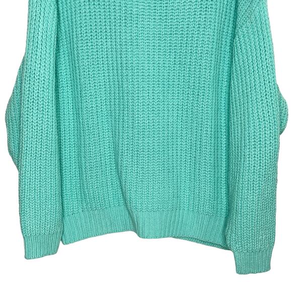 Free People S NEW Swim Too Deep Turtleneck Sweater Aqua Slouchy *flaw - Picture 7 of 13